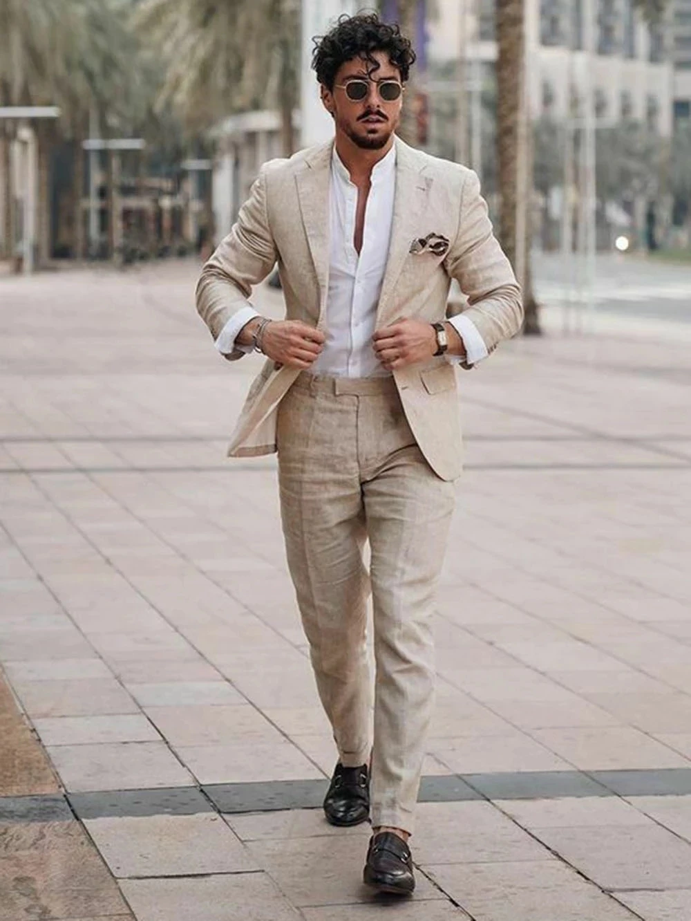 Men'S Formal Wear - 여름 해변 비즈니스 리넨 남성 정장