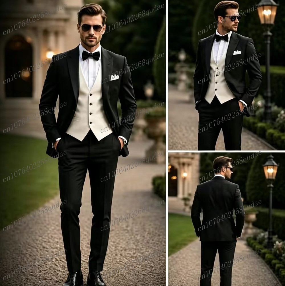 Men Formal Wear Black And White - 정장 블랙 앤 화이트 남성 정장