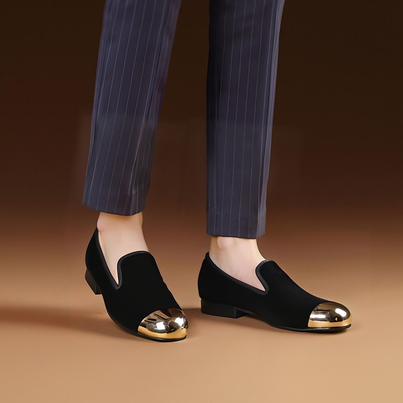 Men'S Formal Party Wear Shoes - Piergitar 클래식 모델 블랙 벨벳 슬립