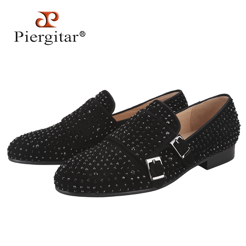 Men'S Formal Party Wear Shoes - Piergitar 새로운 블랙 스웨이드 남성 더블