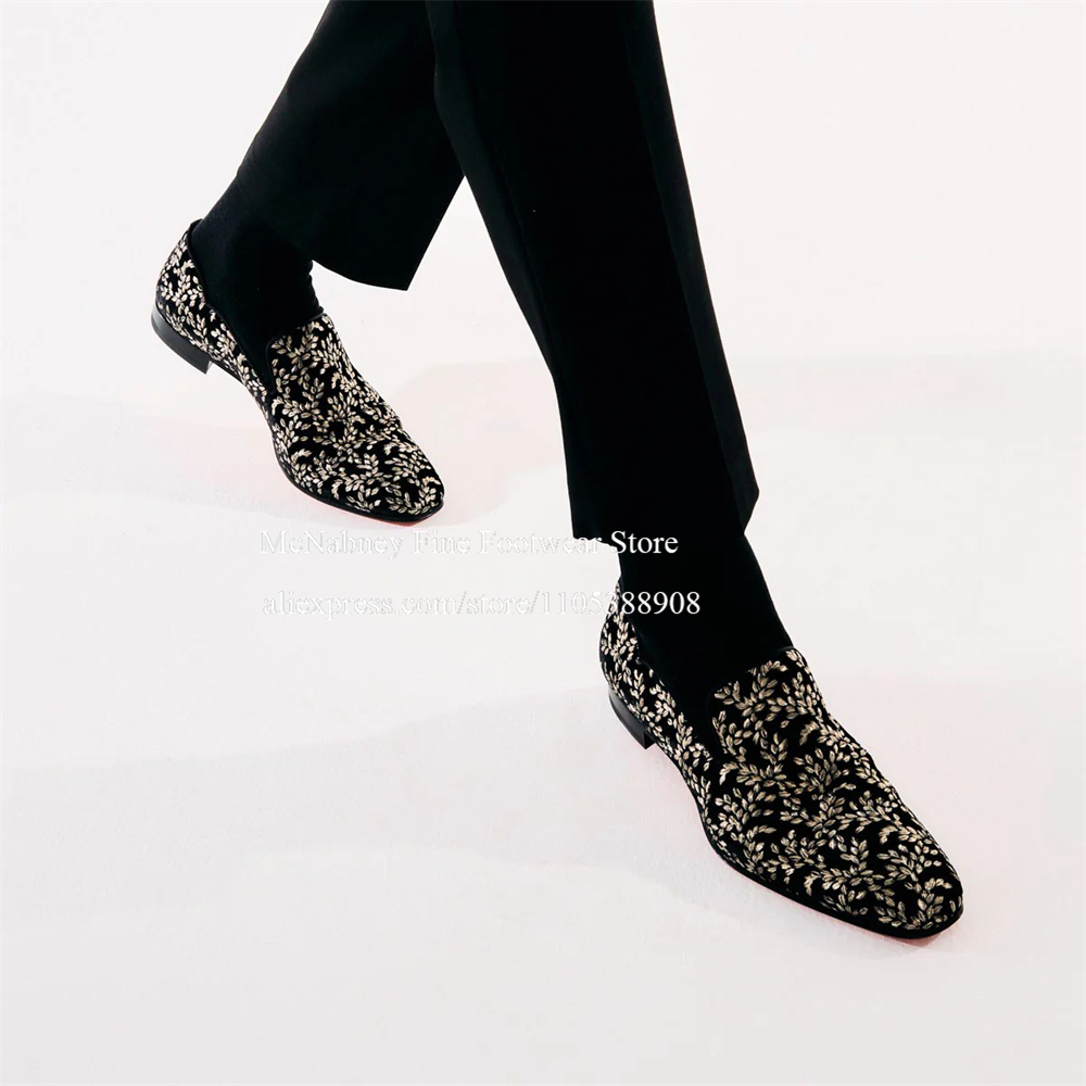 Men'S Formal Party Wear Shoes - 남성용 블랙 실크 벨벳 슬립온 로퍼,