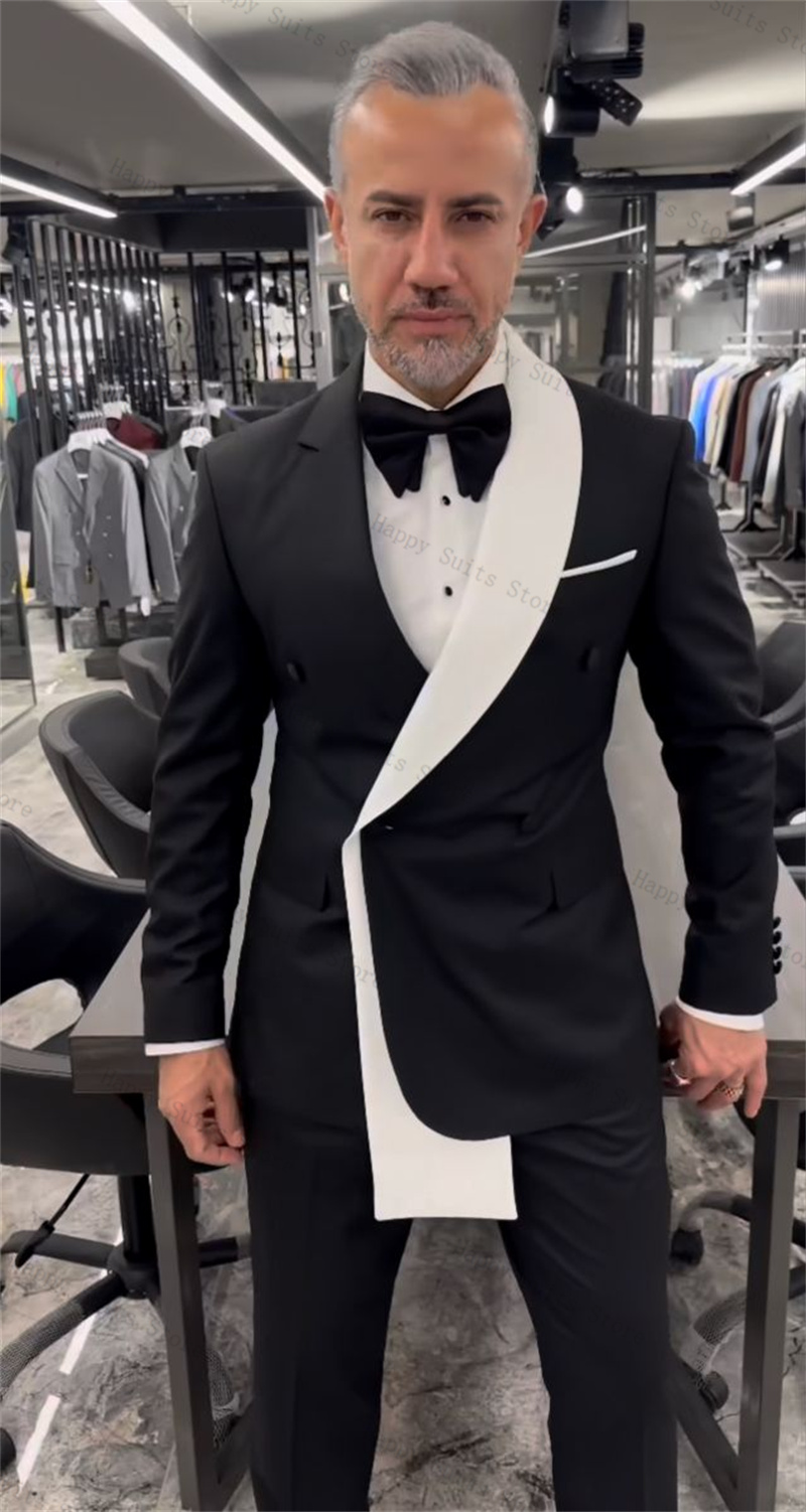 Men Formal Wear Black And White - 블랙 화이트 남성 정장 세트 2피스
