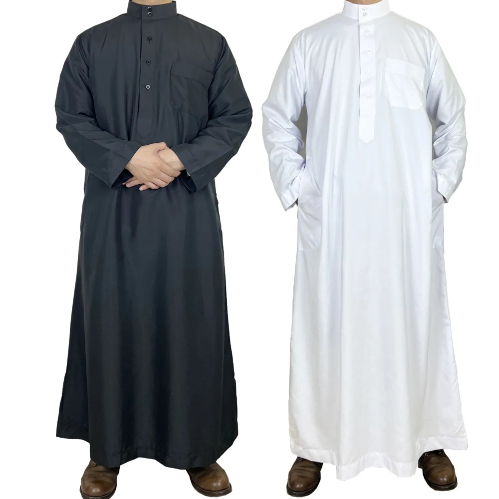 Men Formal Wear Dubai - 남성용 폴리에스터 카타르 토브 스탠드 칼라