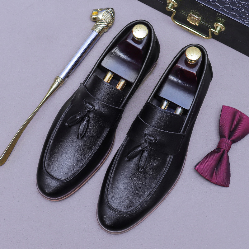 Men'S Formal Wear - 남성 태슬 가죽 로퍼 투톤 버니쉬