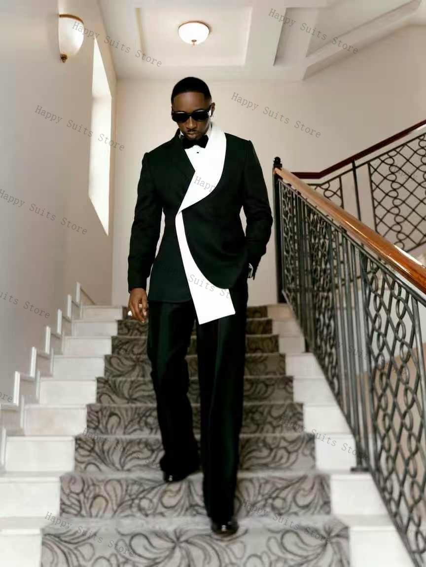 블랙 화이트 남성 정장 세트 2피스 신랑 블레이저+바지 - Men Formal Wear Black And White 리뷰 및 가격