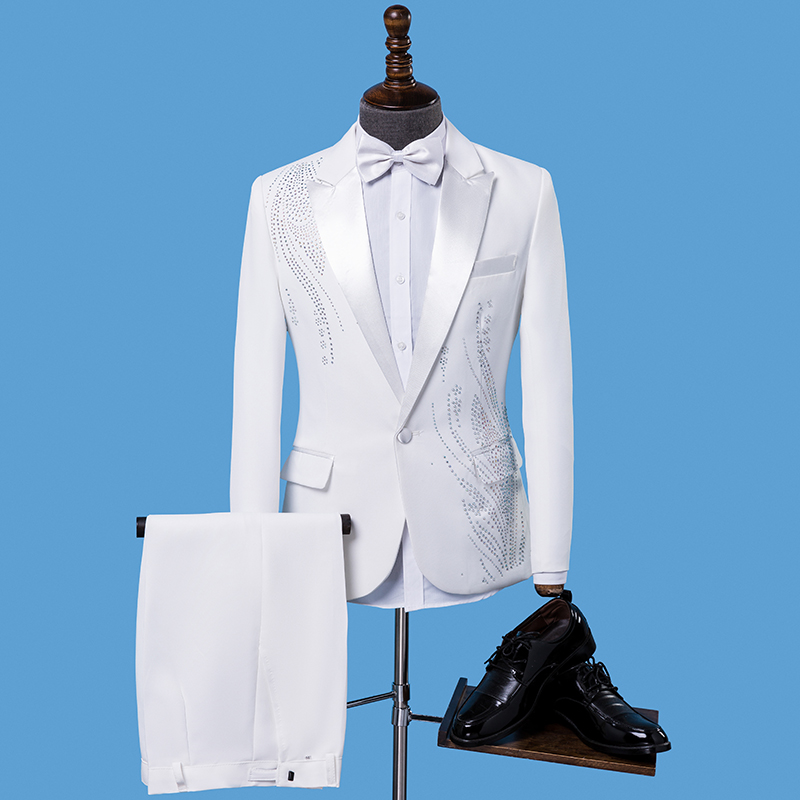 남성 슬림핏 정장, 블랙 화이트 스톤 블레이저, 가수, - Men Formal Wear Black And White 리뷰 및 가격
