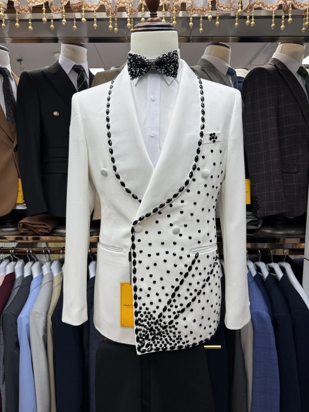 화이트 신랑 남성 정장 세트 2피스 블레이저+블랙 팬츠 - Men Formal Wear Black And White 리뷰 및 가격