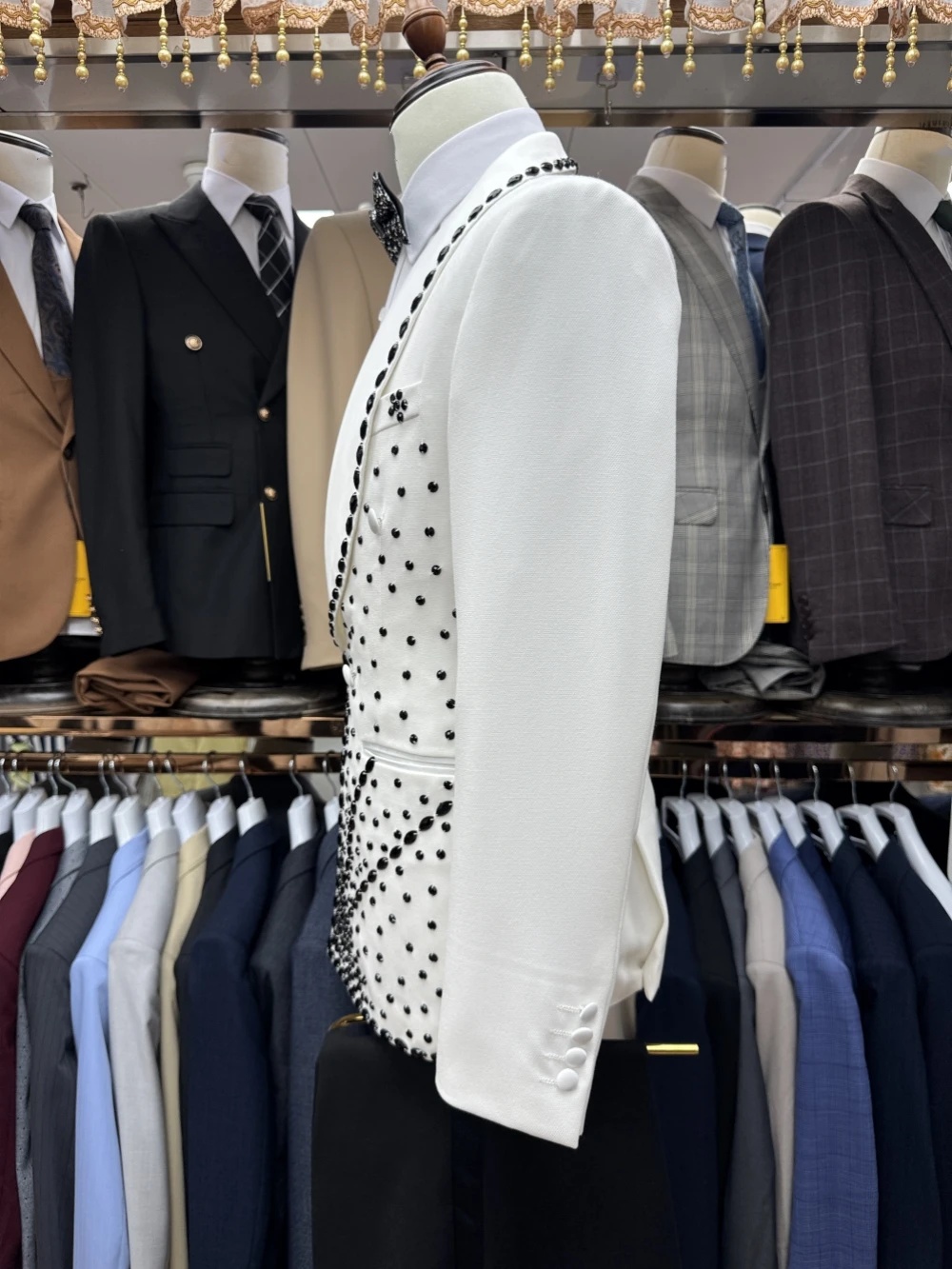 화이트 신랑 남성 정장 세트 2피스 블레이저+블랙 팬츠 - Men Formal Wear Black And White 리뷰 및 가격