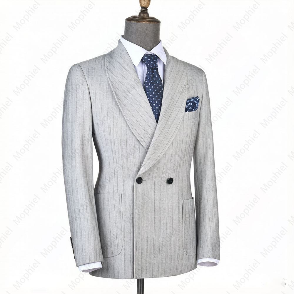 모피엘 라이트 그레이 남성 정장 스트라이프 더블 브레스 - Men'S Formal Wear 리뷰 및 가격
