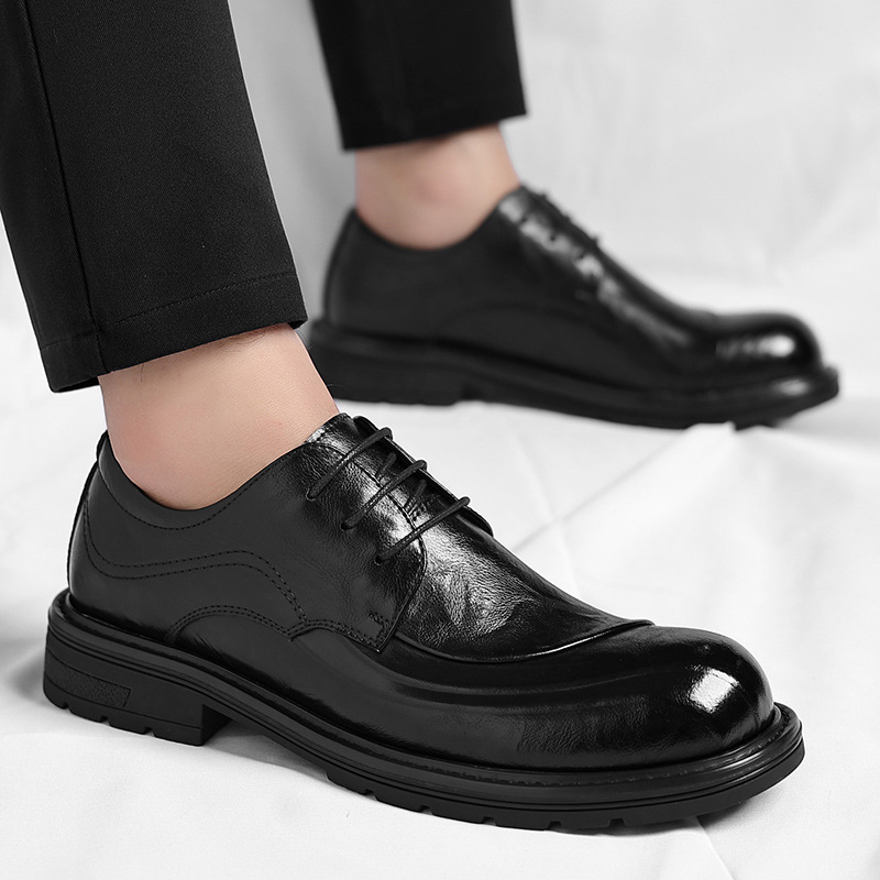 브라운 광택 가죽 레이스업 청키 솔 정장 비즈니스 오피 - Men'S Formal Party Wear Shoes 리뷰 및 가격