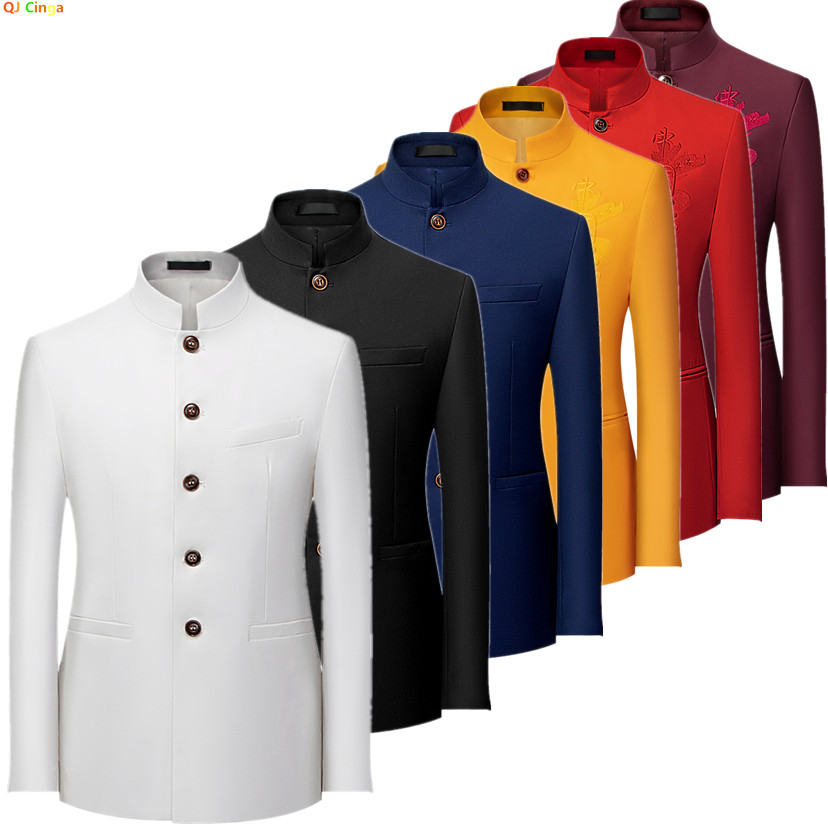 2026 남성용 중국 스타일 긴팔 정장 재킷 한국형 포 - Men Formal Wear Black And White 리뷰 및 가격