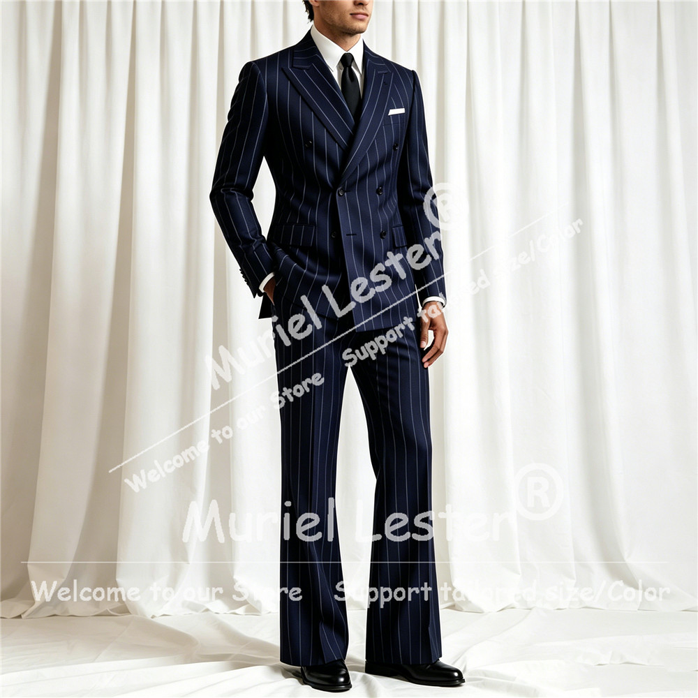 우아한 스트라이프 수트 남성 2피스 세트 더블 브레스티 - Men'S Formal Wear 리뷰 및 가격