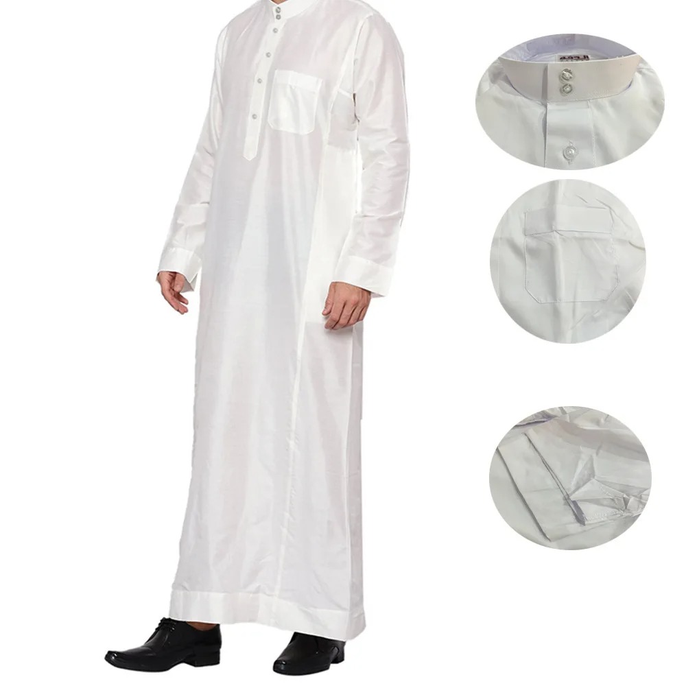 남성용 폴리에스터 카타르 토브 스탠드 칼라 아랍 롱 로 - Men Formal Wear Dubai 리뷰 및 가격