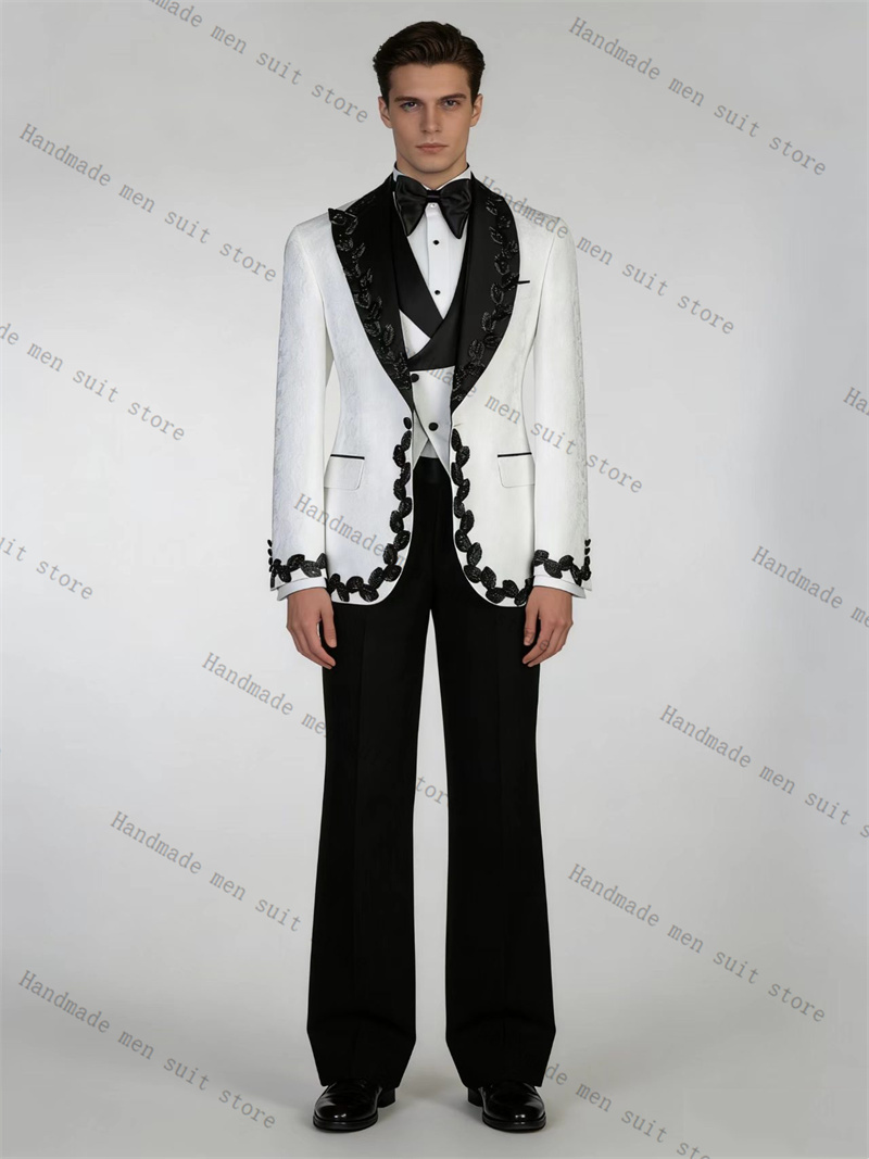 화이트 블랙 남성 정장 세트 2피스 크리스탈 블레이저+ - Men Formal Wear Black And White 리뷰 및 가격
