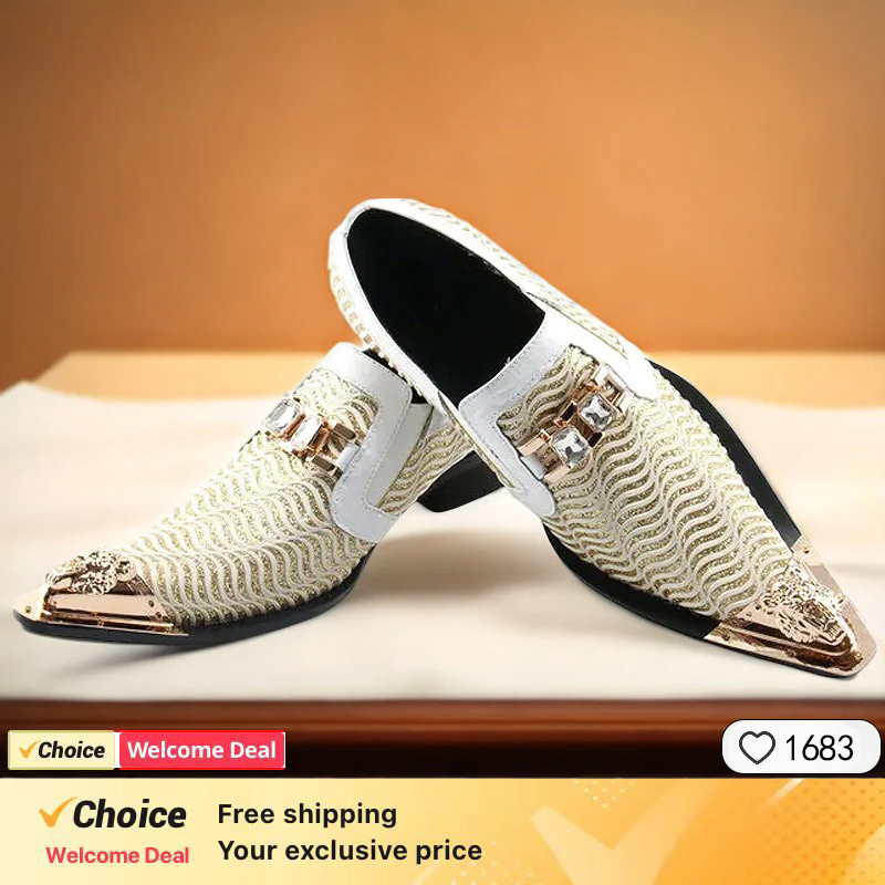 봄가을용 크로커다일 라인 메탈 아이언 헤드 패션 슈즈  - Men'S Formal Party Wear Shoes 리뷰 및 가격